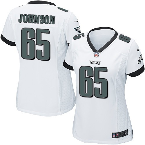 Women's Limited Lane Johnson Nike Jersey White Road - #65 NFL Philadelphia Eagles